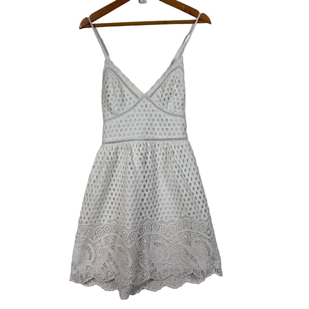 Abercrombie & Fitch Dress White Crochet Sleeveless Above Knee Fit & Flare Medium